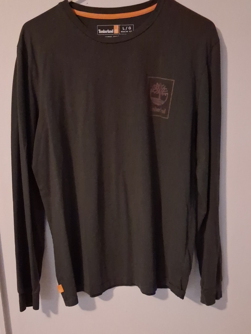 Timberland Men's Crewneck Long Sleeve Sweater - Black with Orange Accents